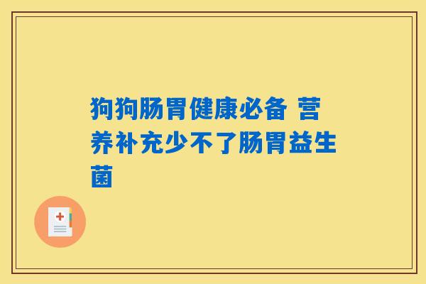 狗狗肠胃健康必备 营养补充少不了肠胃益生菌