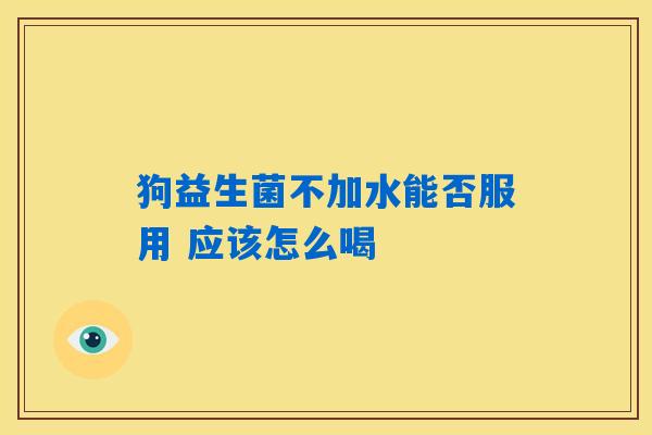 狗益生菌不加水能否服用 应该怎么喝
