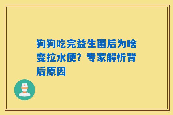 狗狗吃完益生菌后为啥变拉水便？专家解析背后原因